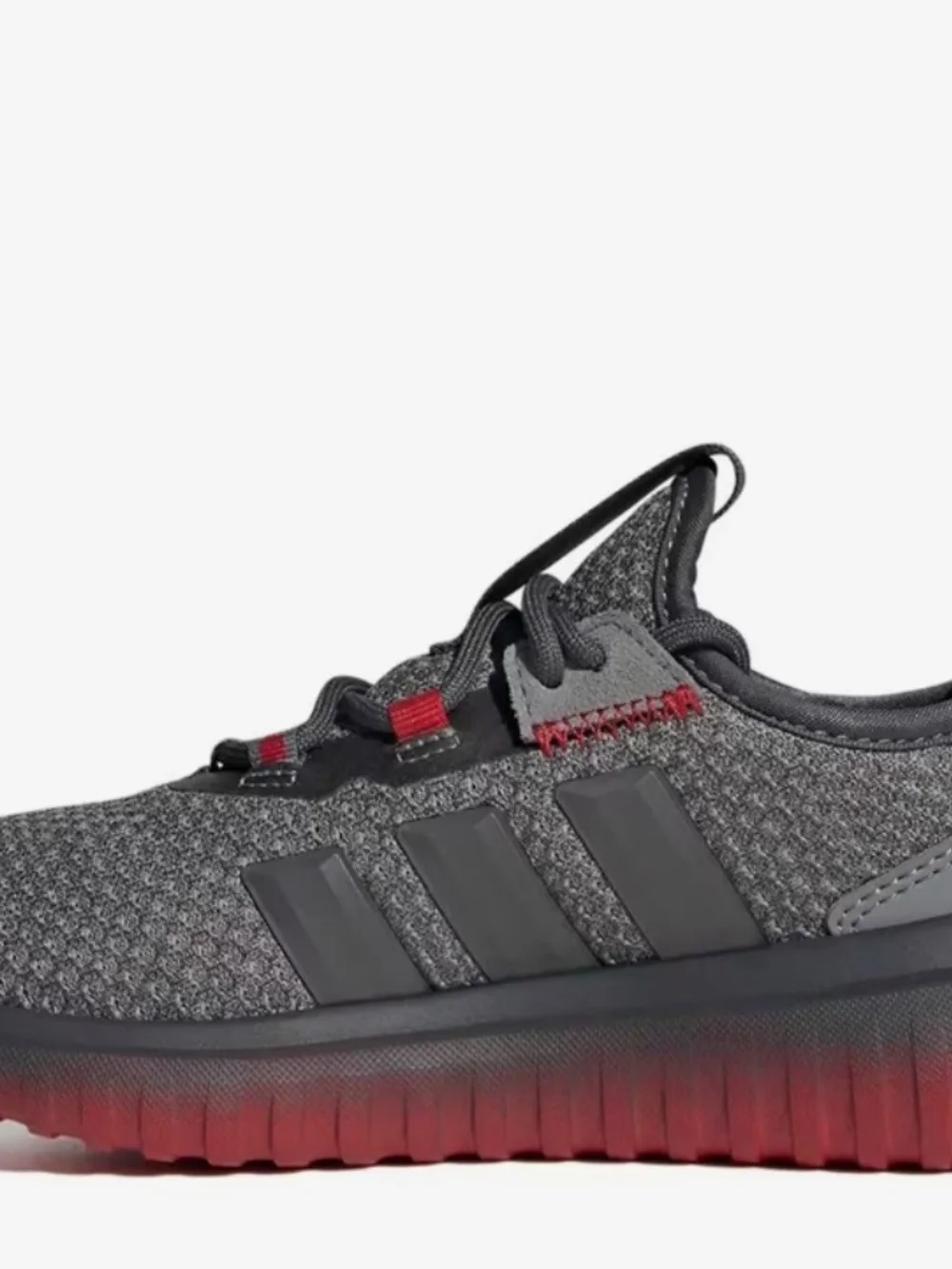 adidas Boys 5 Yputh Gray and Red Knit Sneaker